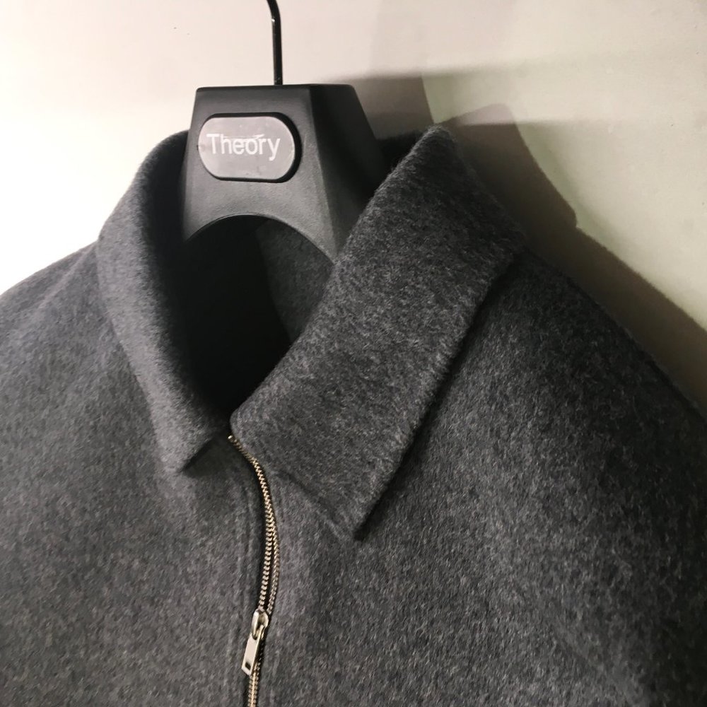 THEORY ELIJAH Mens Double-Face Wool-Cashmere Jacket Size Medium Color Dark Gray